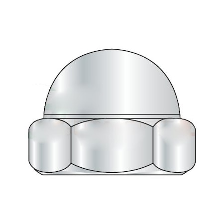 Newport Fasteners Low Crown Acorn Nut, 1/4"-20, Steel, Nickel Plated, 0.338 in H, 250 PK NB301021P-250